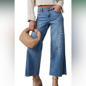 Women's Blue Wide-Leg Jeans used once .